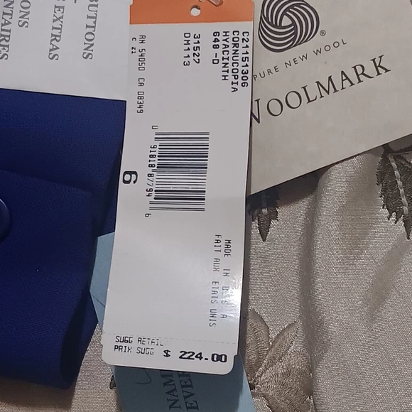 Jones New York Blazer Women Royal Blue Sz6 Pure New Wool Ejecutive Jacket - Picture 12 of 13